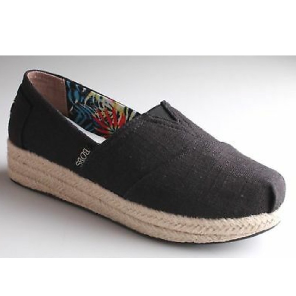 NWOT Bobs Platform Espadrilles Black 9
